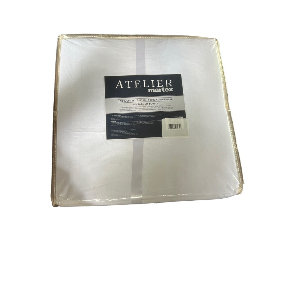 ATELIER MARTEX White Full Sheet Set 400 THREADS Square Inch 100% Combed Cotton